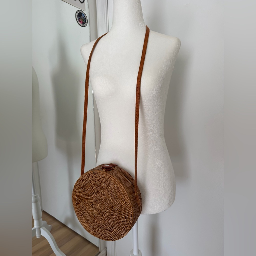 Madewell Brown Circular Woven Crossbody Bag
